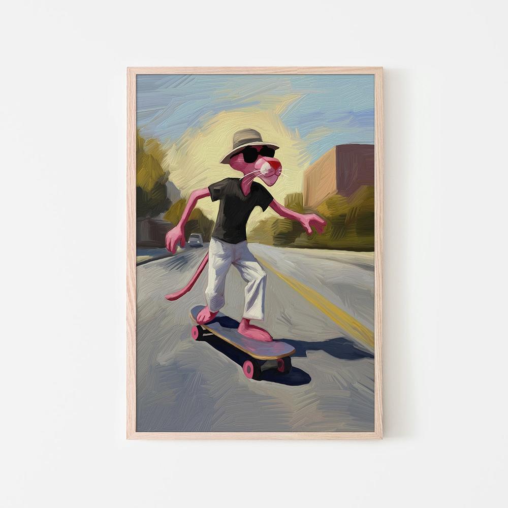 PANTERA Y PATINETA-by-Giovanna Gil Alves-wall-art-print-canvas-poster-framed-Gioia