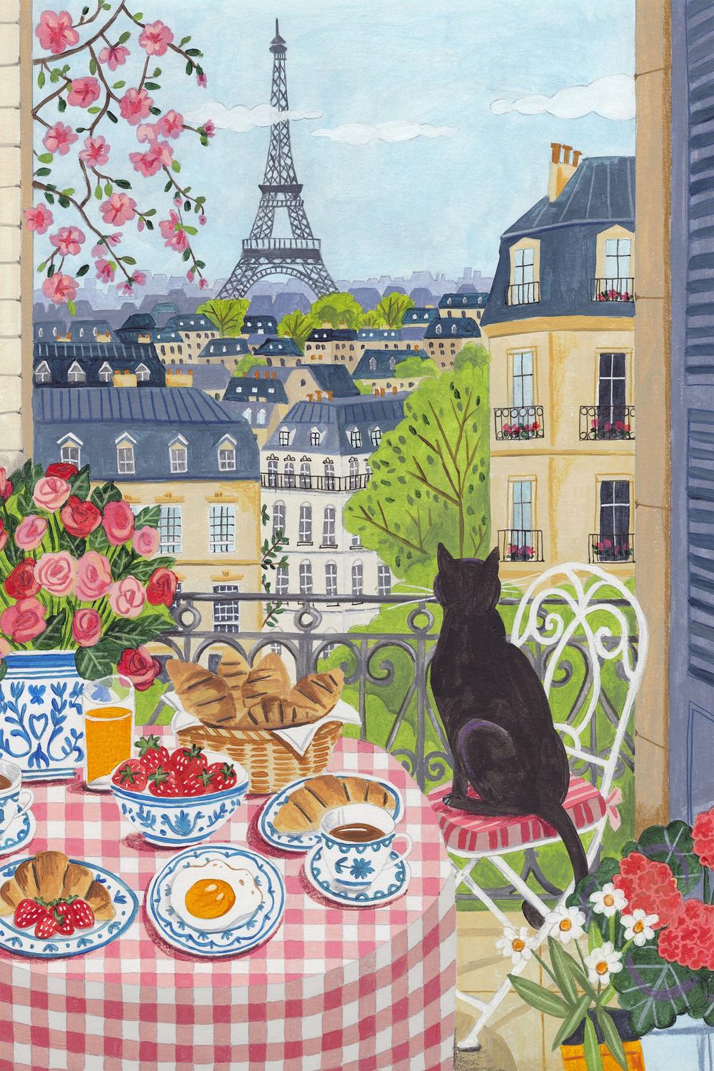 Paris Balcony Breakfast-by-Caroline Bonne Muller-wall-art-print-canvas-poster-framed-Gioia