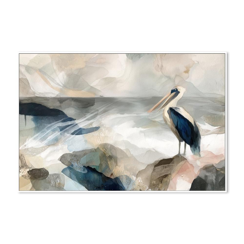 Pelican on Rocky Shore-by-Chromatic Storm Studio-wall-art-print-canvas-poster-framed-Gioia