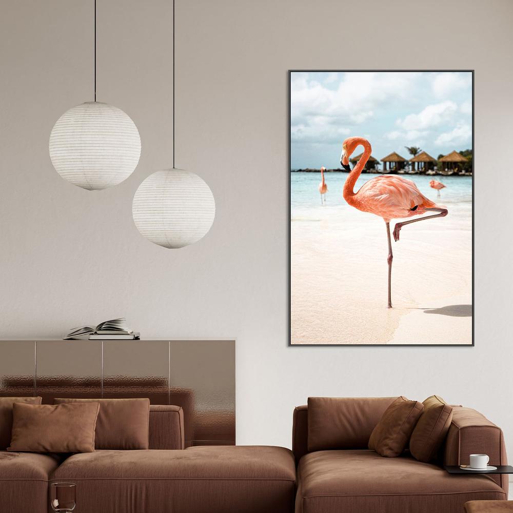Pink Flamingo Beach-by-Henrike Schenk-wall-art-print-canvas-poster-framed-Gioia