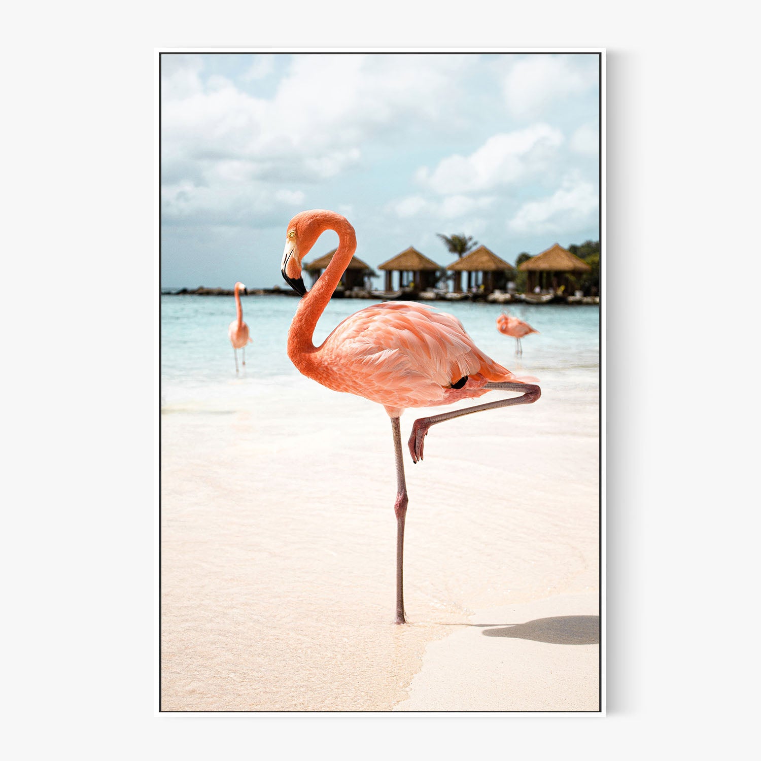 Pink Flamingo Beach-by-Henrike Schenk-wall-art-print-canvas-poster-framed-Gioia
