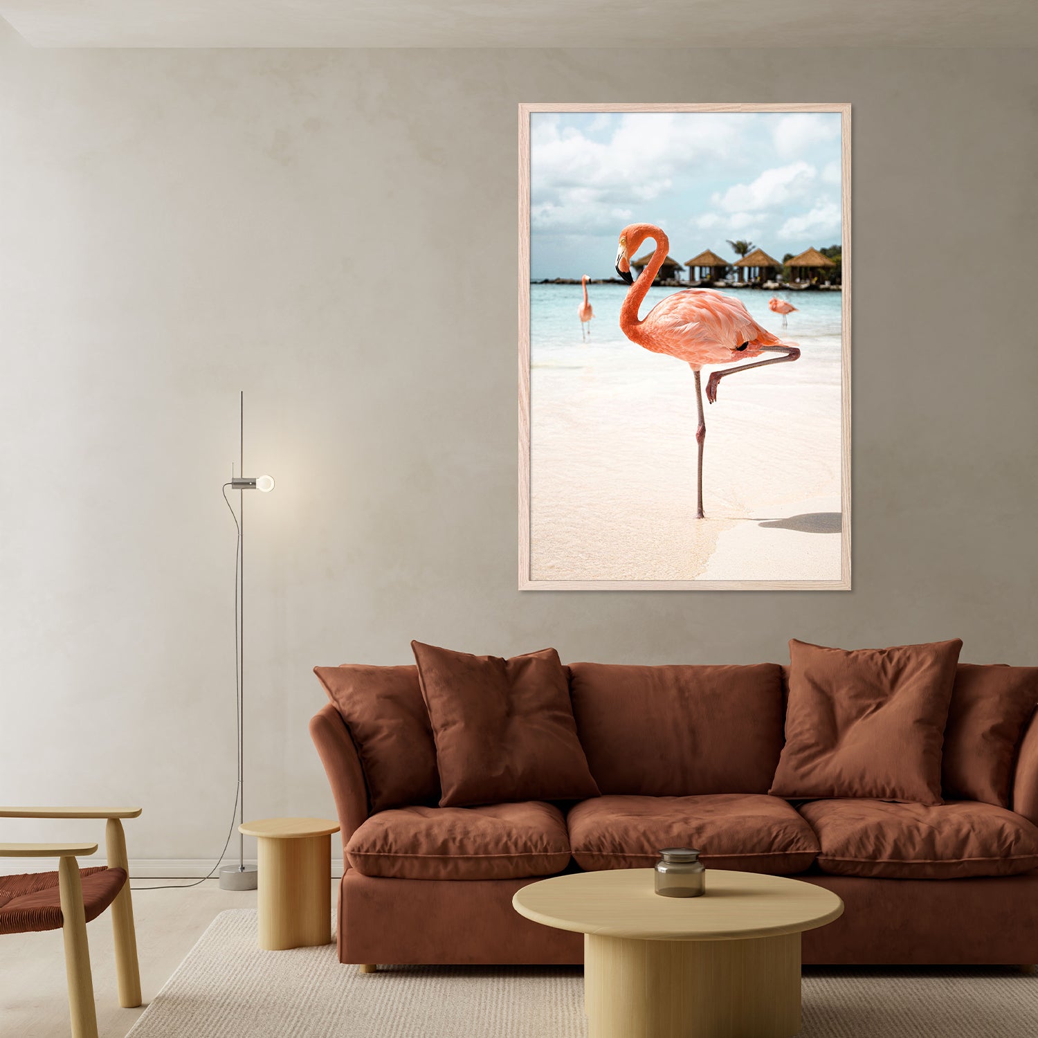 Pink Flamingo Beach-by-Henrike Schenk-wall-art-print-canvas-poster-framed-Gioia