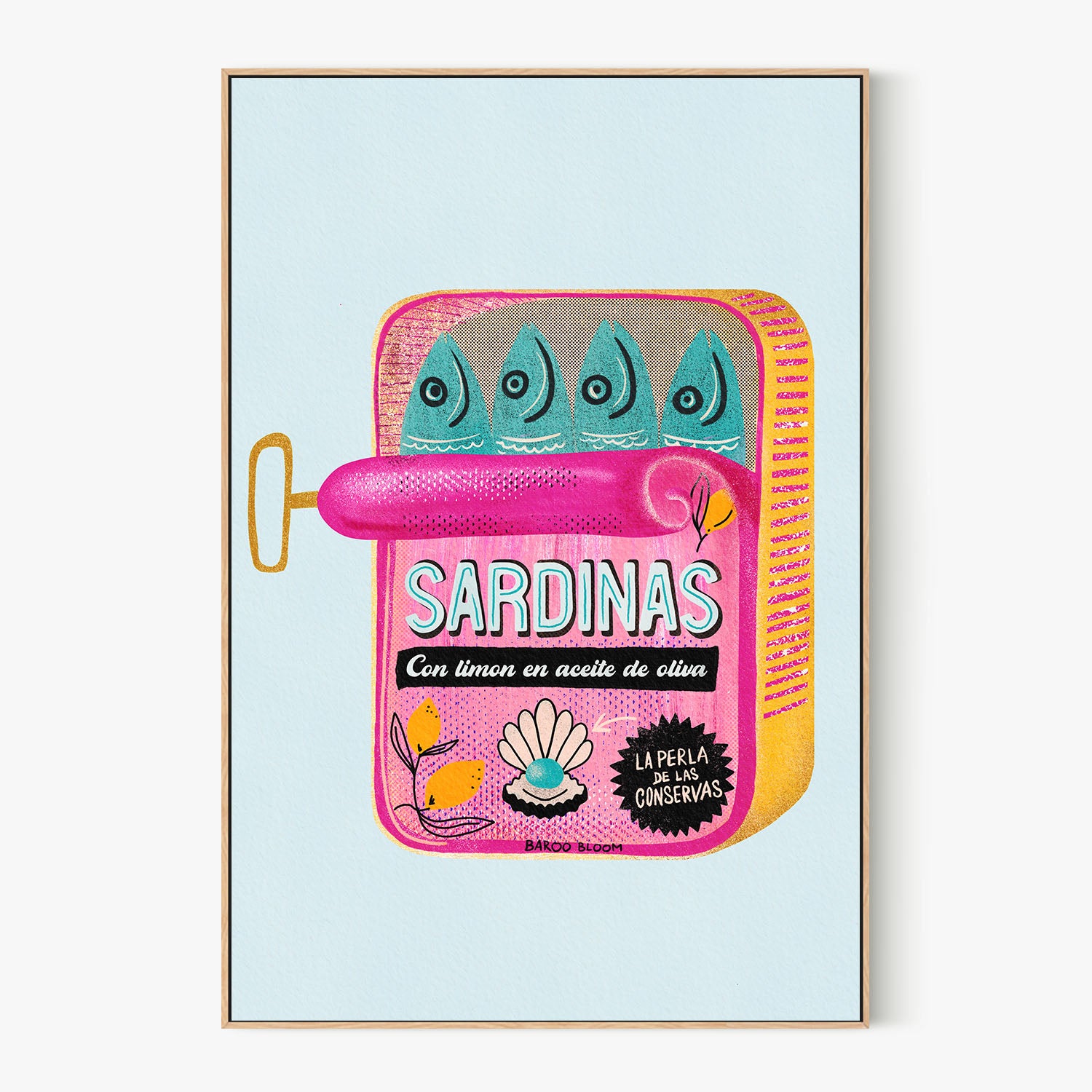 Pink Sardines With Lemon-by-Baroo Bloom-wall-art-print-canvas-poster-framed-Gioia