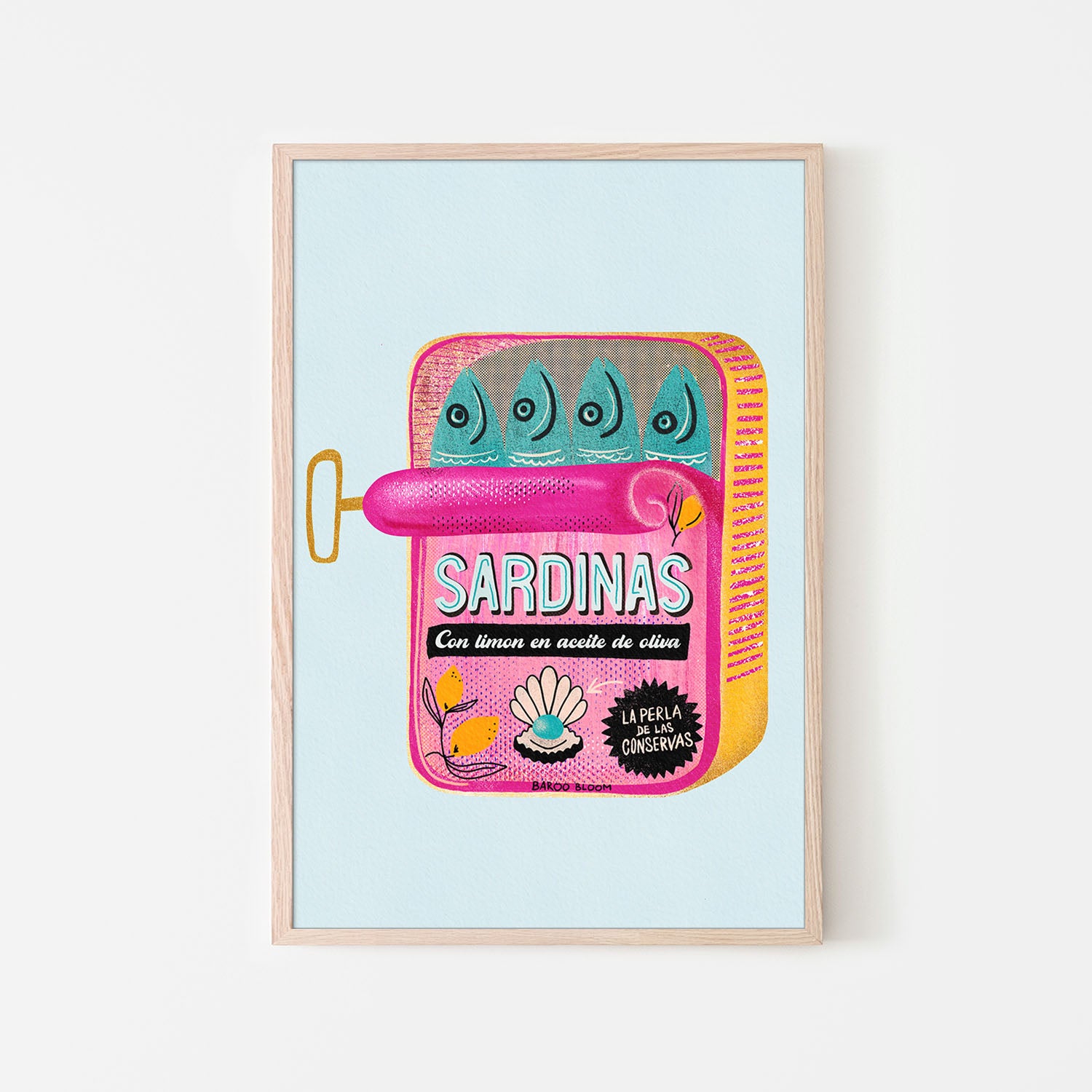 Pink Sardines With Lemon-by-Baroo Bloom-wall-art-print-canvas-poster-framed-Gioia
