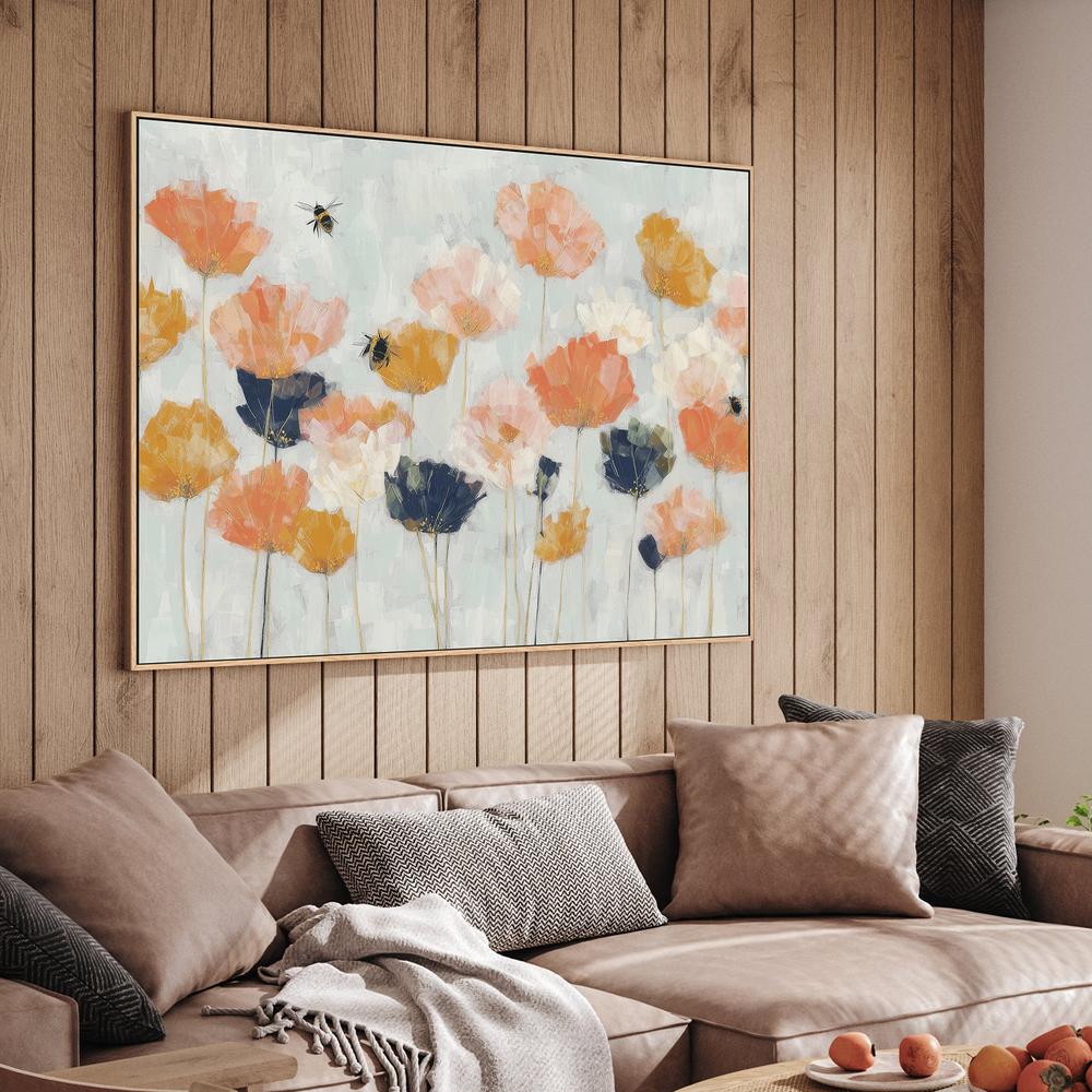 Poppies and Bees in Meadow-by-Jordão de Abreu-wall-art-print-canvas-poster-framed-Gioia