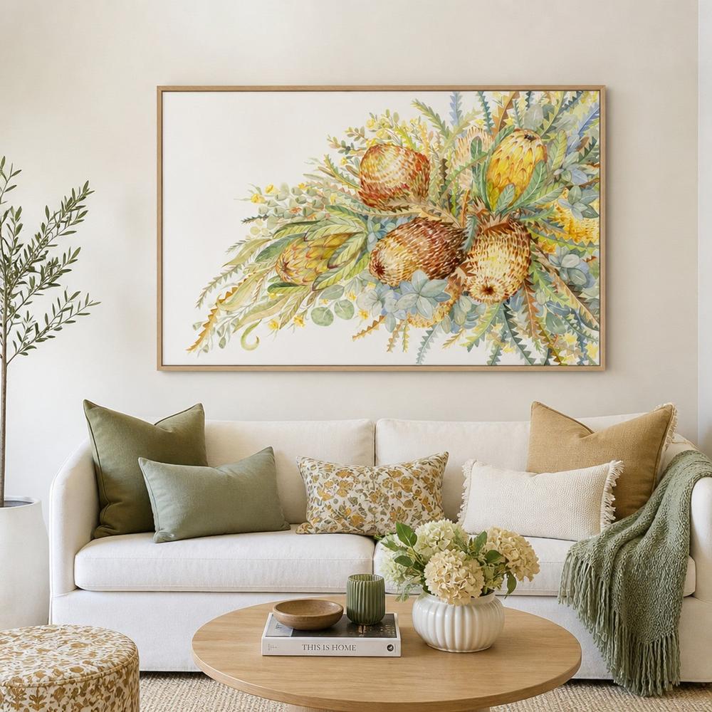 Protea & Banksia - Neutral Tones-by-Jessie Mitchelson-wall-art-print-canvas-poster-framed-Gioia