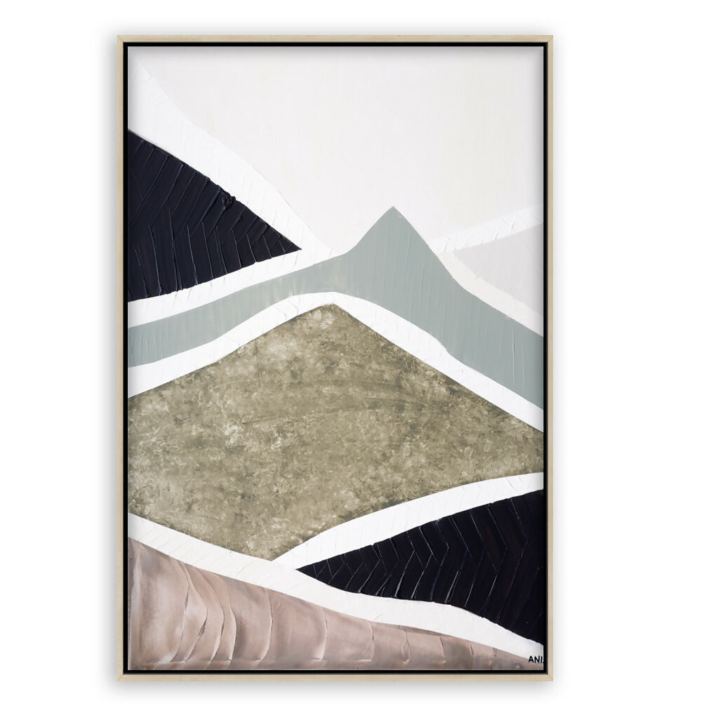 Mountain Ranges 2 Oak Framed Canvas