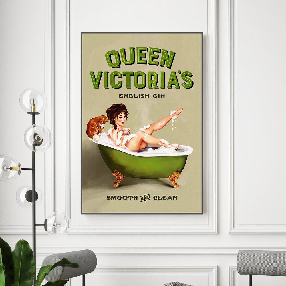 Queen Victoria English Gin Bath Pinup Girl-by-The Whiskey Ginger-wall-art-print-canvas-poster-framed-Gioia