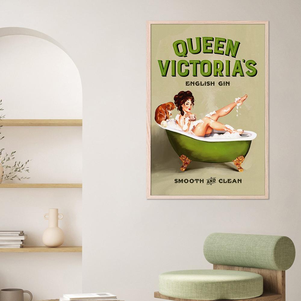 Queen Victoria English Gin Bath Pinup Girl-by-The Whiskey Ginger-wall-art-print-canvas-poster-framed-Gioia