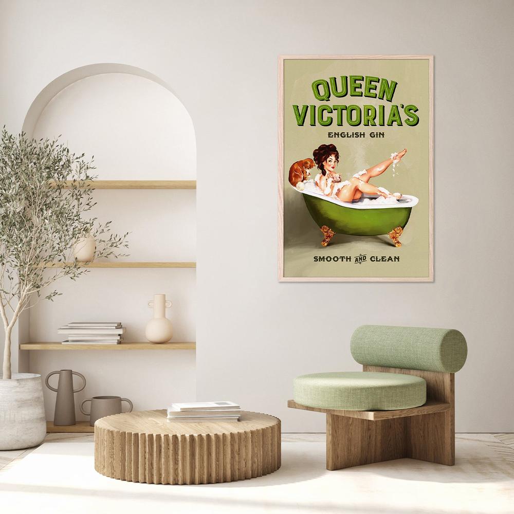 Queen Victoria English Gin Bath Pinup Girl-by-The Whiskey Ginger-wall-art-print-canvas-poster-framed-Gioia