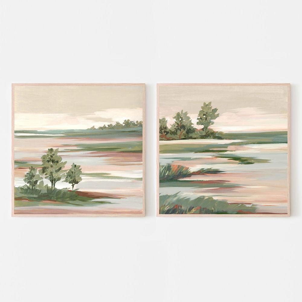 Quiet Marsh Under Soft Skies, Style A & B, Set Of 2-by-Lera-wall-art-print-canvas-poster-framed-Gioia
