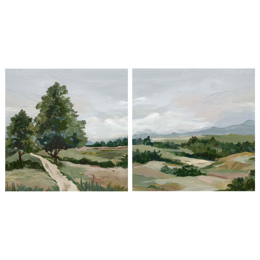 Quiet Path Through Open Fields & Gentle Hills Under Cloudy Skies, Set Of 2-by-Lera-wall-art-print-canvas-poster-framed-Gioia