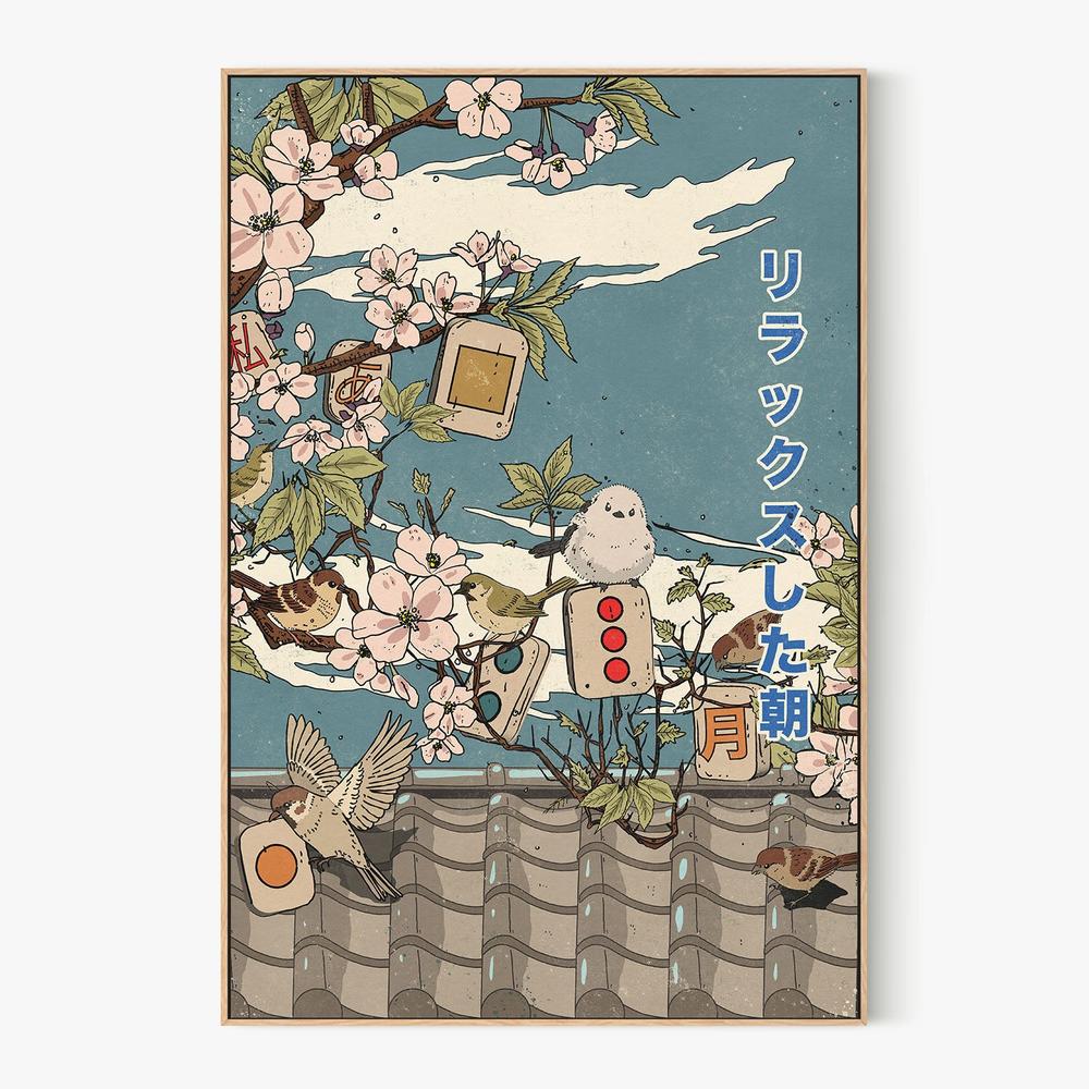 Relaxed Morning Birds and Blossoms-by-Nicholas-wall-art-print-canvas-poster-framed-Gioia