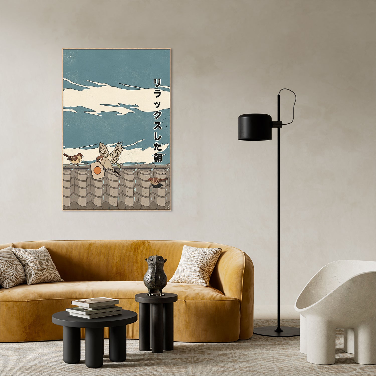 Relaxed Morning Sparrows-by-Nicholas-wall-art-print-canvas-poster-framed-Gioia