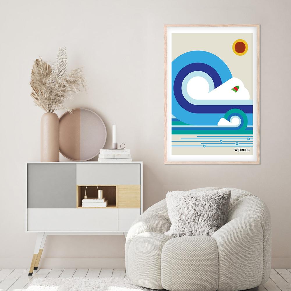 Retro Ocean Wave-by-Frances Collett-wall-art-print-canvas-poster-framed-Gioia