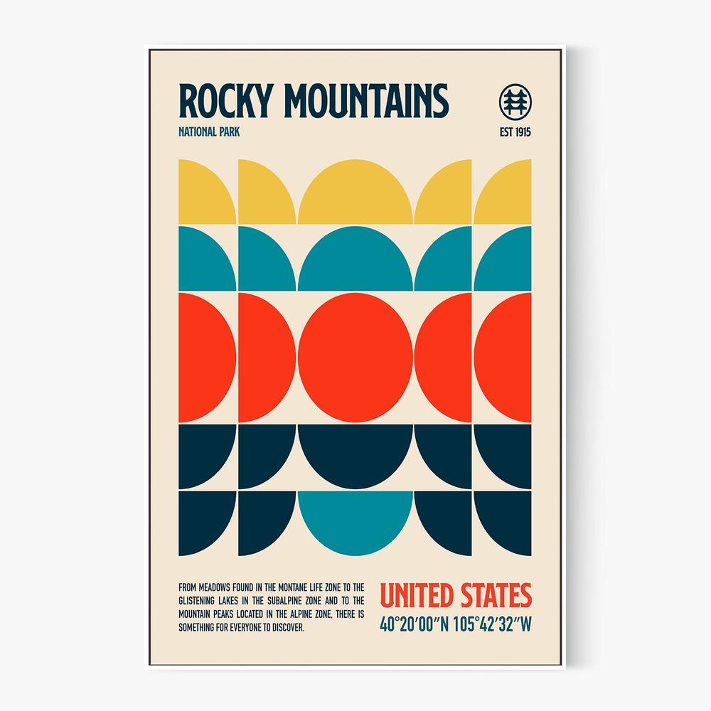 Retro Rocky Mountains-by-Retrodrome-wall-art-print-canvas-poster-framed-Gioia