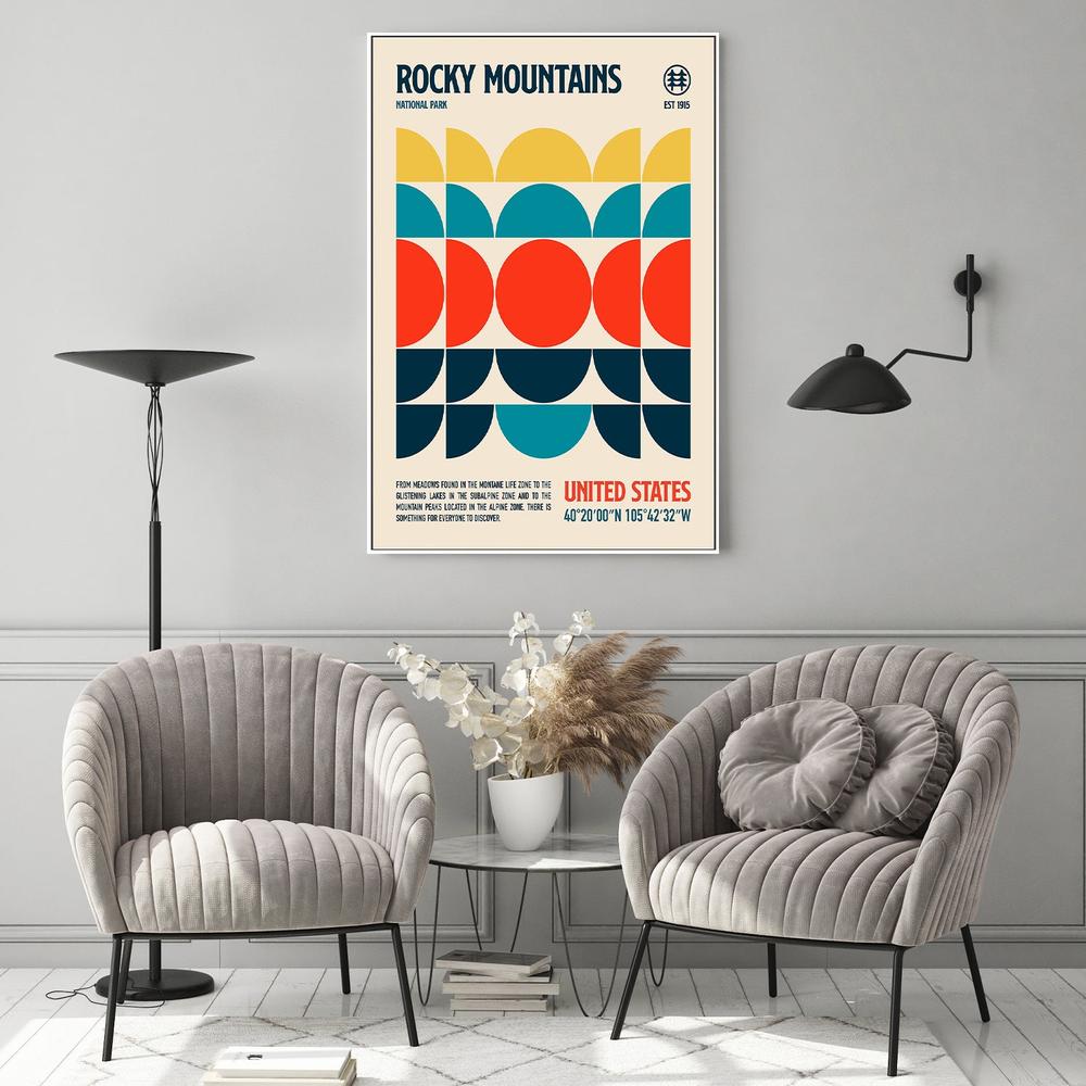 Retro Rocky Mountains-by-Retrodrome-wall-art-print-canvas-poster-framed-Gioia
