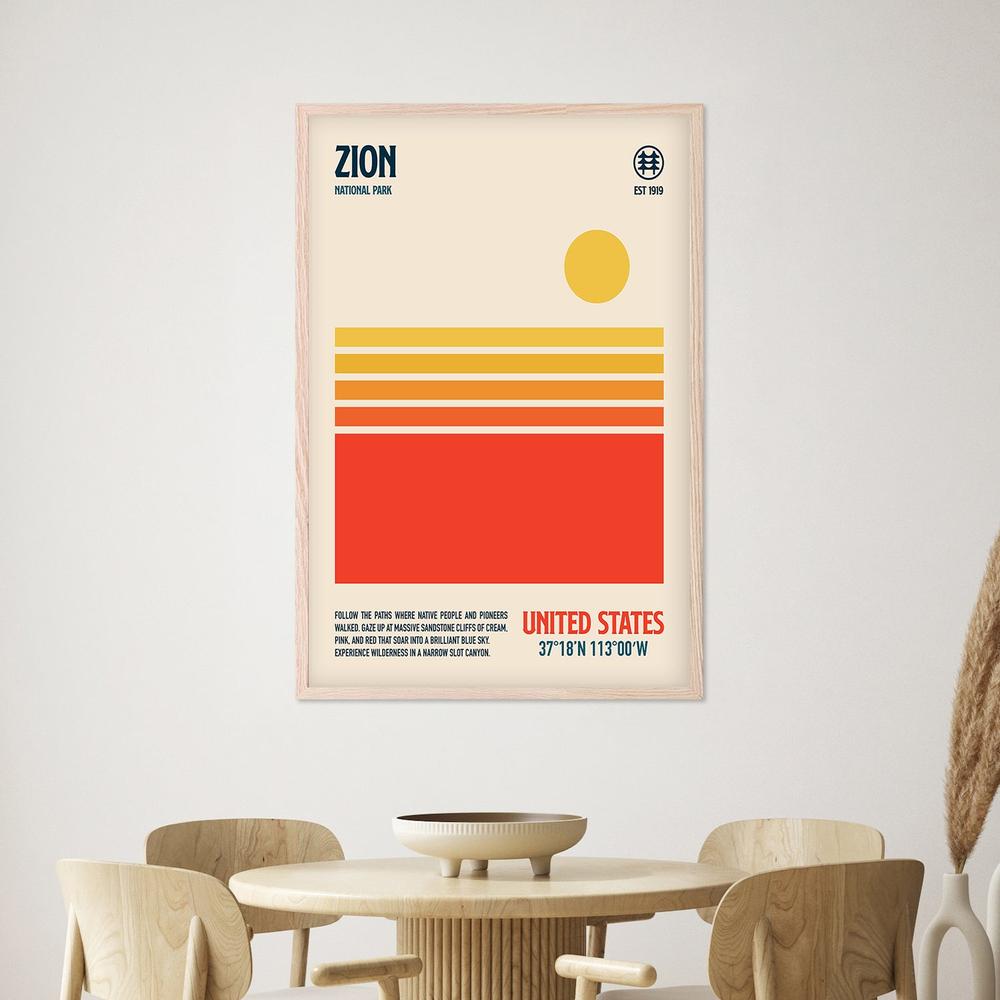 Retro Zion Desert Sun-by-Retrodrome-wall-art-print-canvas-poster-framed-Gioia