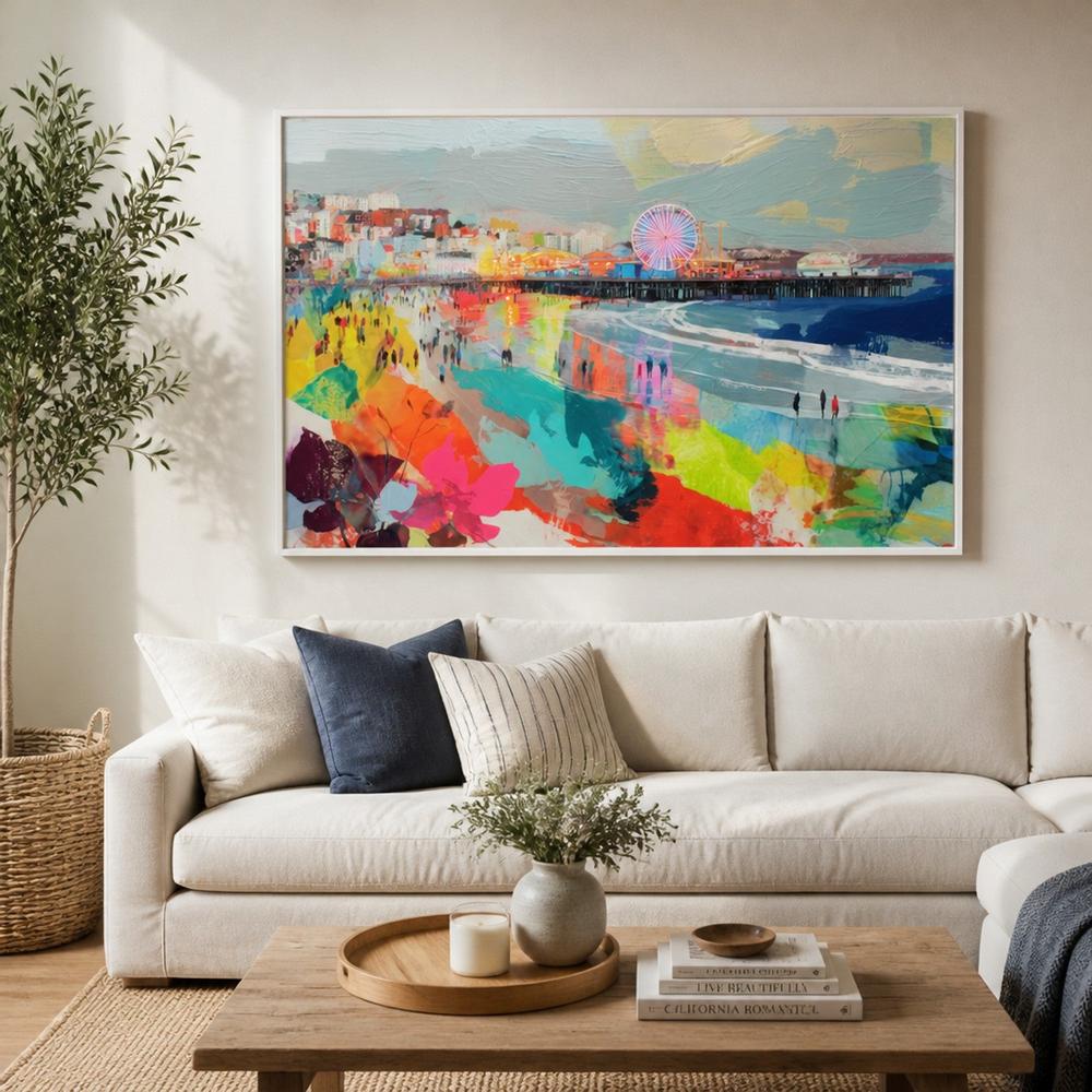 Santa Monica Pier in Color-by-Chromatic Storm Studio-wall-art-print-canvas-poster-framed-Gioia