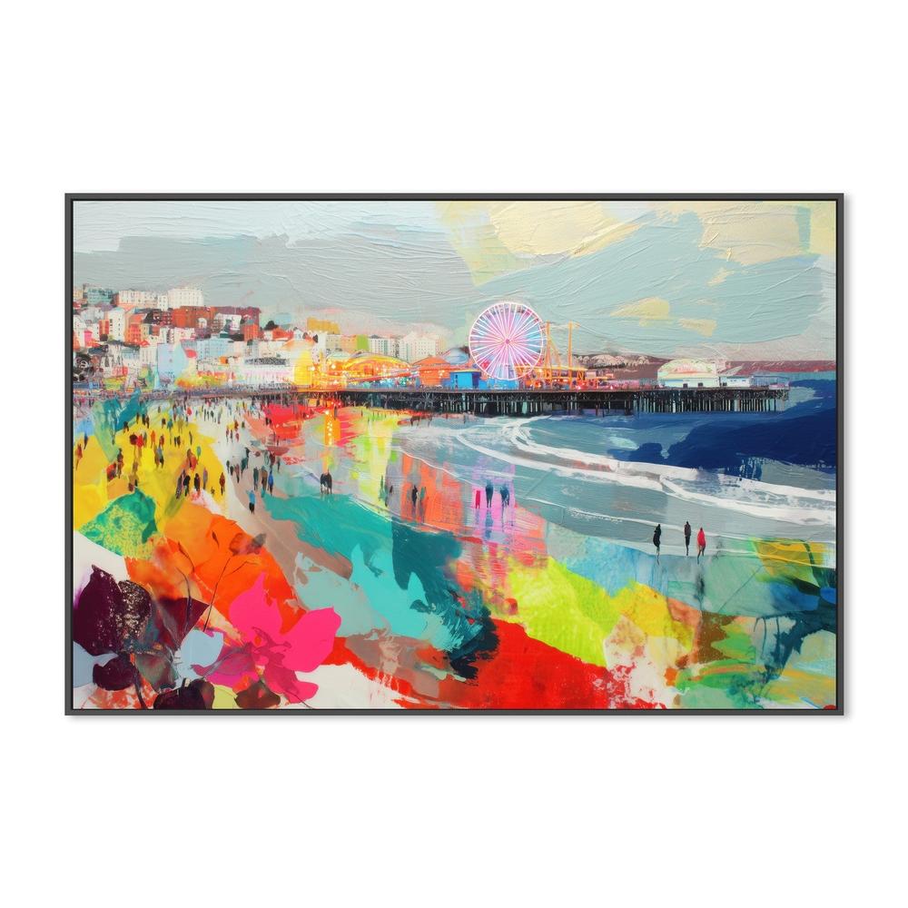 Santa Monica Pier in Color-by-Chromatic Storm Studio-wall-art-print-canvas-poster-framed-Gioia