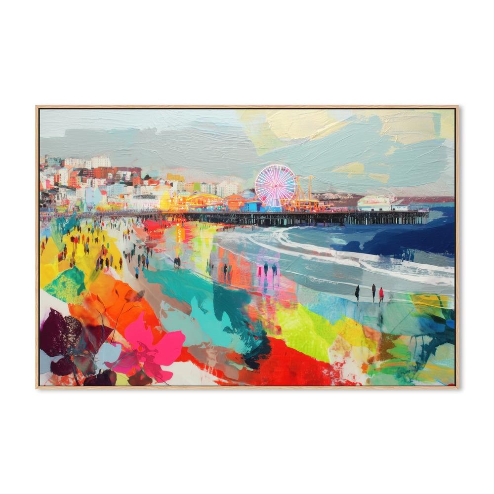 Santa Monica Pier in Color-by-Chromatic Storm Studio-wall-art-print-canvas-poster-framed-Gioia
