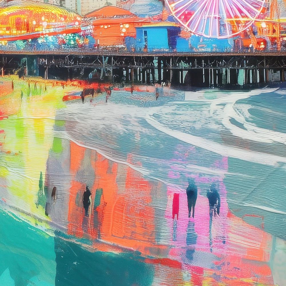 Santa Monica Pier in Color-by-Chromatic Storm Studio-wall-art-print-canvas-poster-framed-Gioia