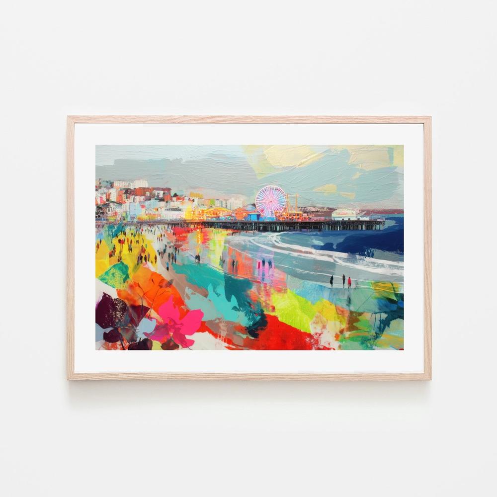 Santa Monica Pier in Color-by-Chromatic Storm Studio-wall-art-print-canvas-poster-framed-Gioia