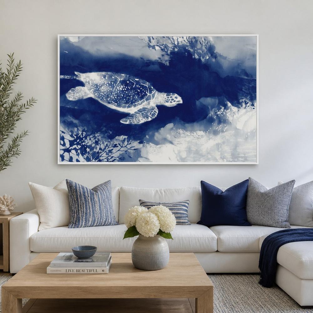 Sea Turtle Over Open Ocean-by-Chromatic Storm Studio-wall-art-print-canvas-poster-framed-Gioia
