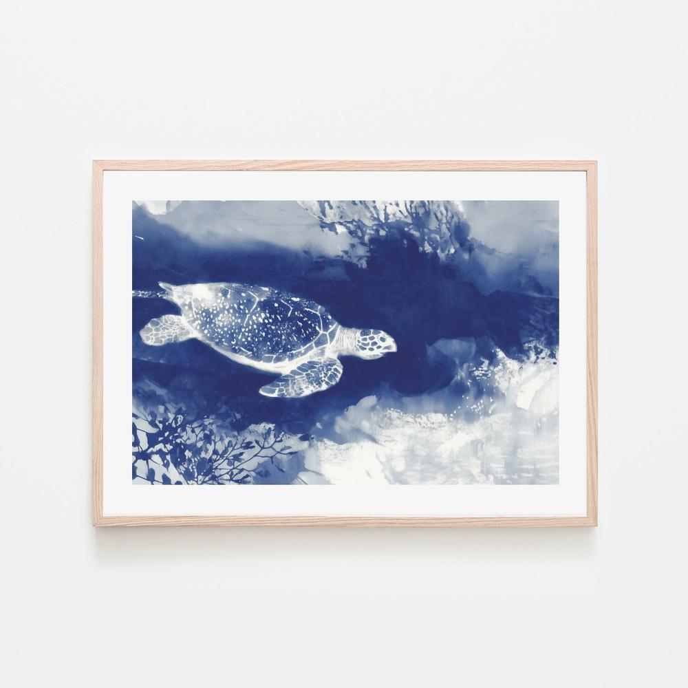 Sea Turtle Over Open Ocean-by-Chromatic Storm Studio-wall-art-print-canvas-poster-framed-Gioia