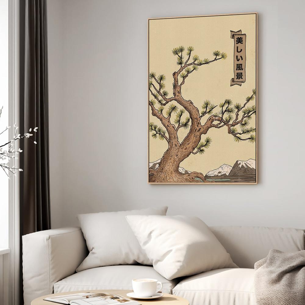 Serene Japanese Pine Landscape-by-Nicholas-wall-art-print-canvas-poster-framed-Gioia