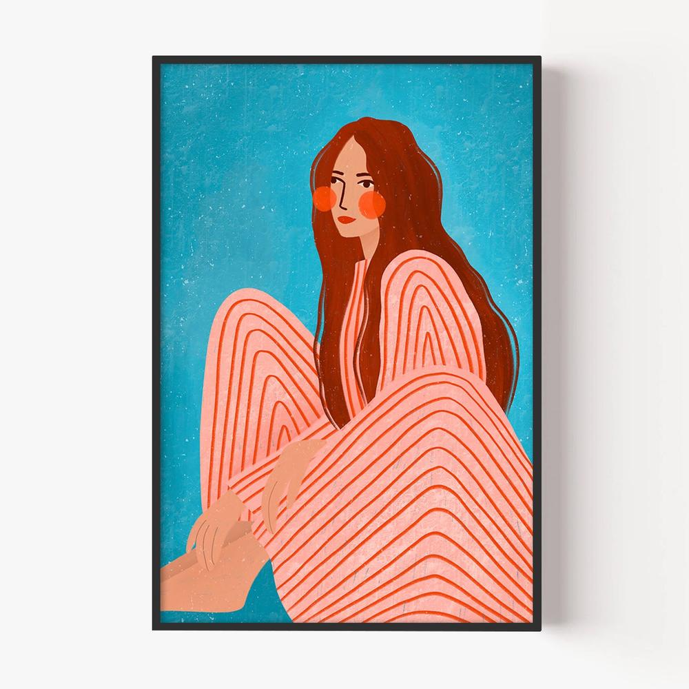 Serene Striped Woman-by-Bea Muller-wall-art-print-canvas-poster-framed-Gioia