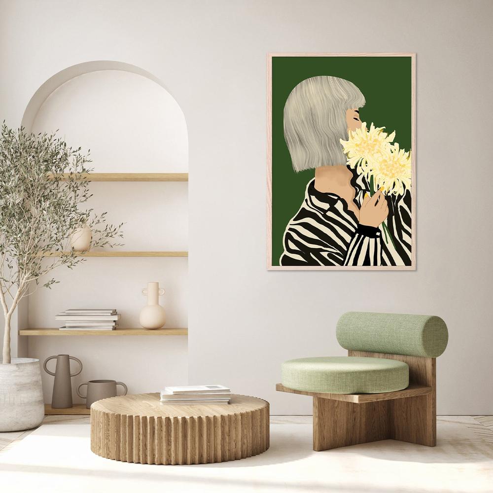 wall-art-print-canvas-poster-framed-Serene Woman with Flowers-8