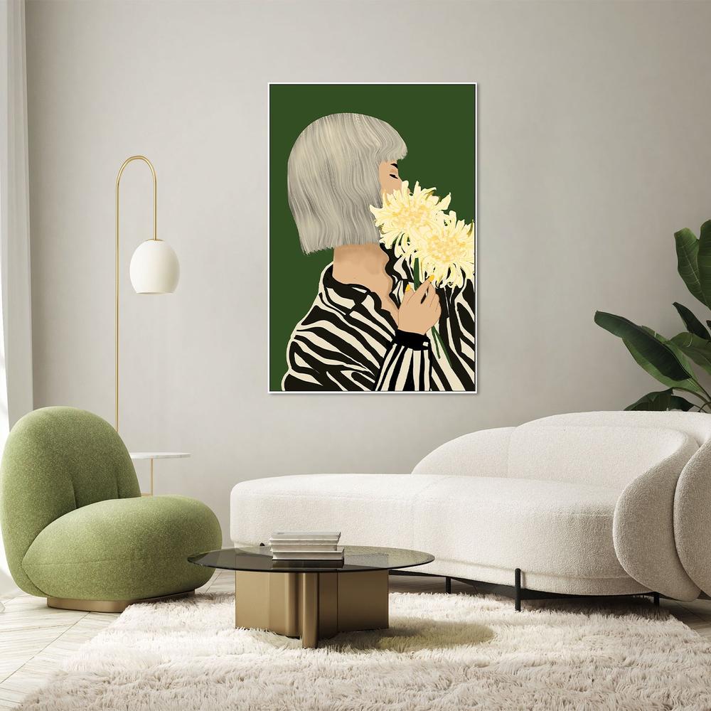 wall-art-print-canvas-poster-framed-Serene Woman with Flowers-9