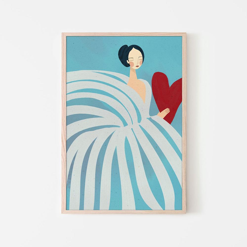 Serene Woman with Heart-by-Essa Van Reis-wall-art-print-canvas-poster-framed-Gioia