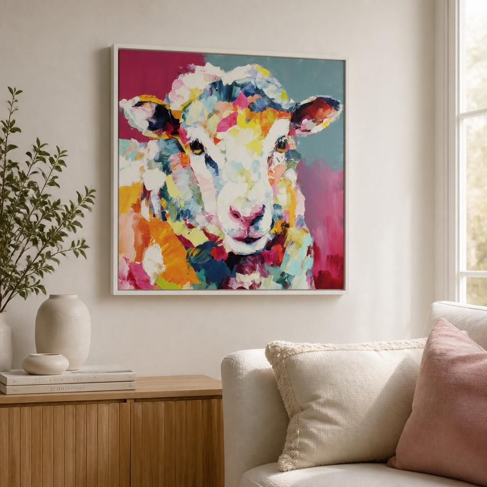 Sheep in Confetti-by-Chromatic Storm Studio-wall-art-print-canvas-poster-framed-Gioia