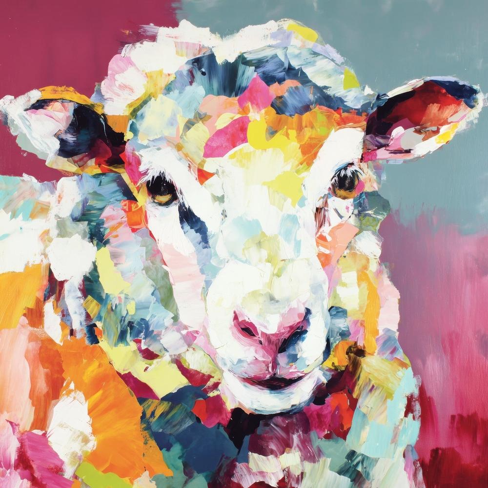 Sheep in Confetti-by-Chromatic Storm Studio-wall-art-print-canvas-poster-framed-Gioia