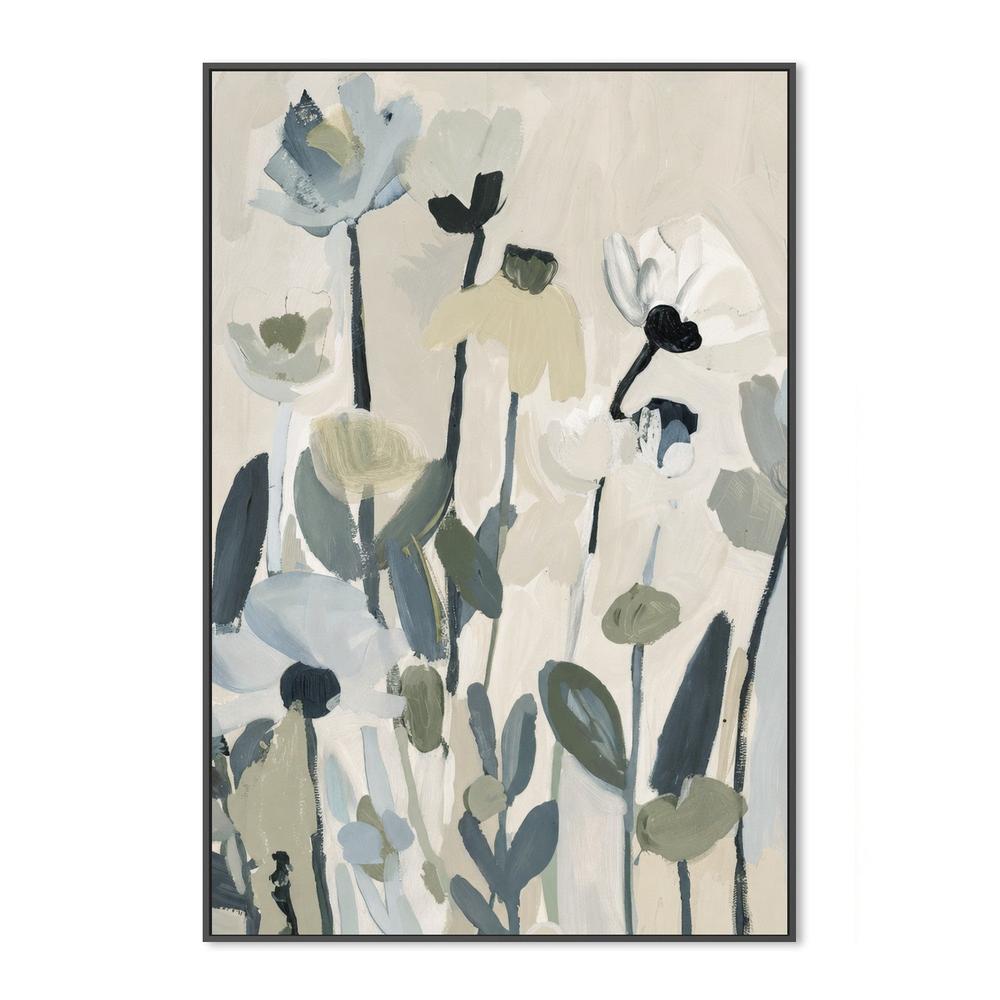 Soft Abstract Blooms With Stems, Green and Blue-by-Stephanie Jeuffroy-wall-art-print-canvas-poster-framed-Gioia