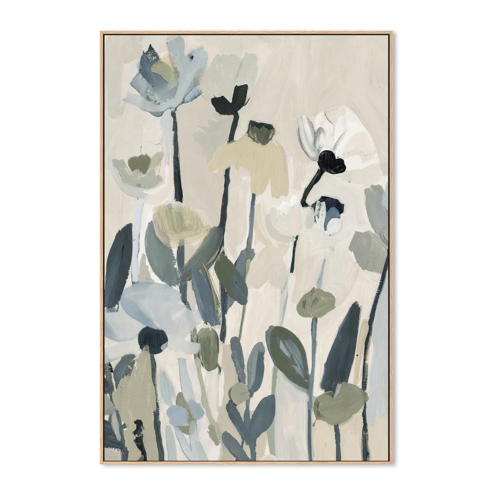 Soft Abstract Blooms With Stems, Green and Blue-by-Stephanie Jeuffroy-wall-art-print-canvas-poster-framed-Gioia