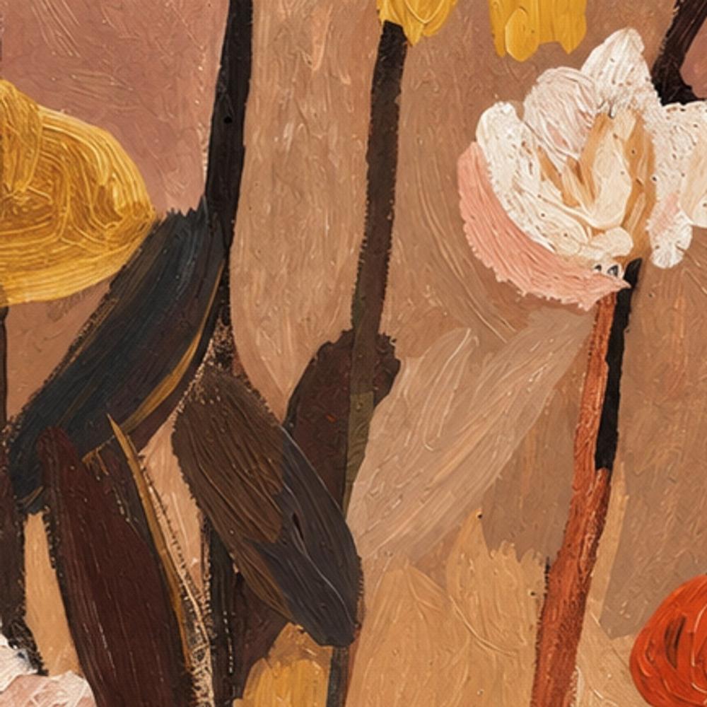 Soft Abstract Blooms With Stems, Warm Brown-by-Stephanie Jeuffroy-wall-art-print-canvas-poster-framed-Gioia