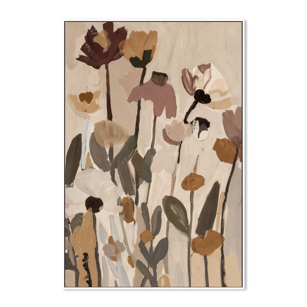 Soft Abstract Blooms With Stems, Warm Neutral-by-Stephanie Jeuffroy-wall-art-print-canvas-poster-framed-Gioia