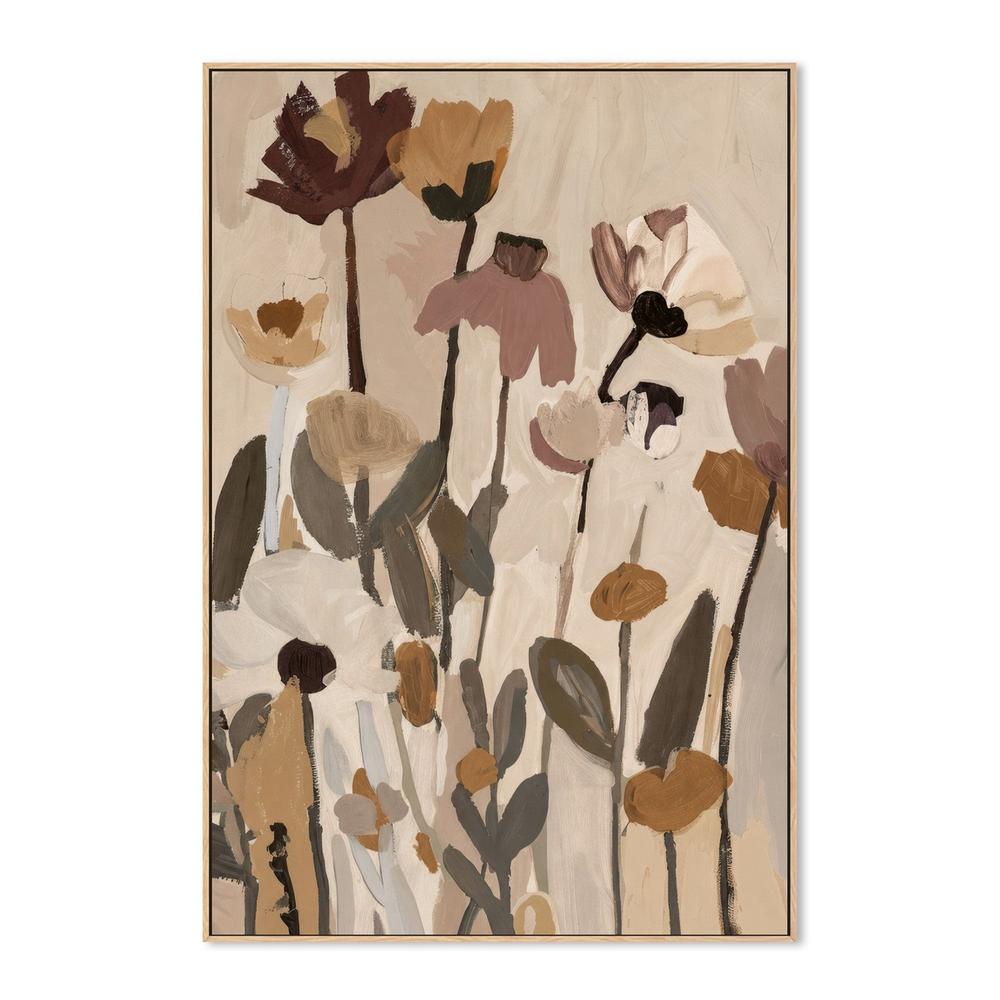Soft Abstract Blooms With Stems, Warm Neutral-by-Stephanie Jeuffroy-wall-art-print-canvas-poster-framed-Gioia