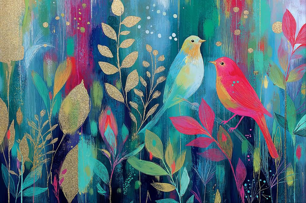 Songbirds in the Garden-by-Chromatic Storm Studio-wall-art-print-canvas-poster-framed-Gioia