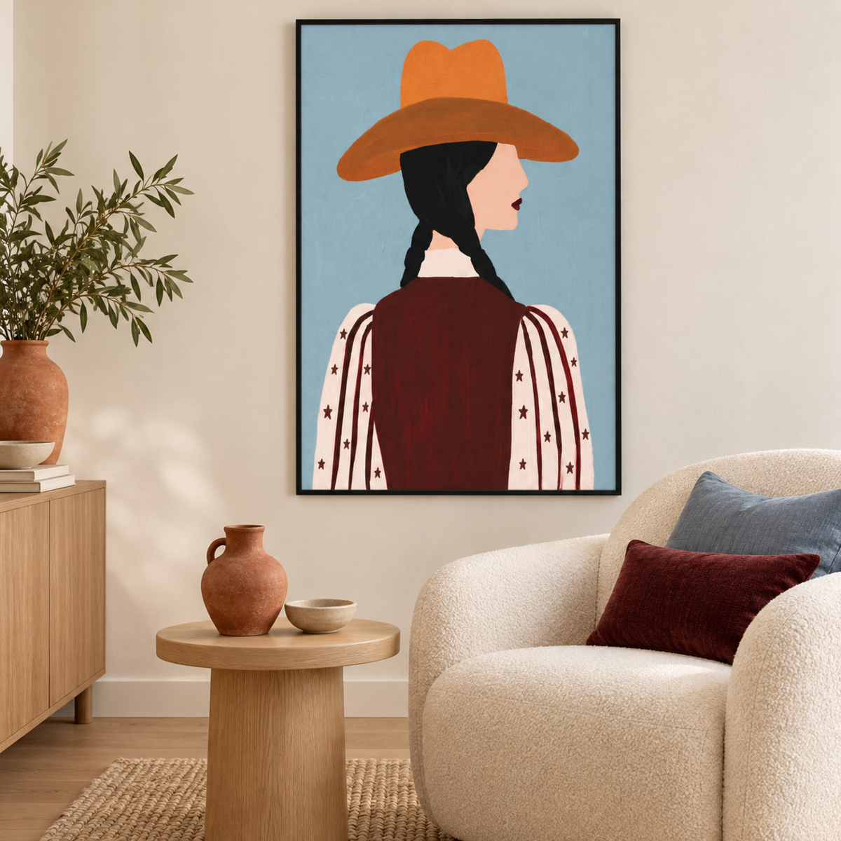 Southern Star wall art in a contemporary reading corner