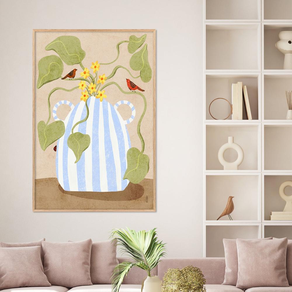 Spring Flowers and Birds-by-Dirkie Nell-wall-art-print-canvas-poster-framed-Gioia