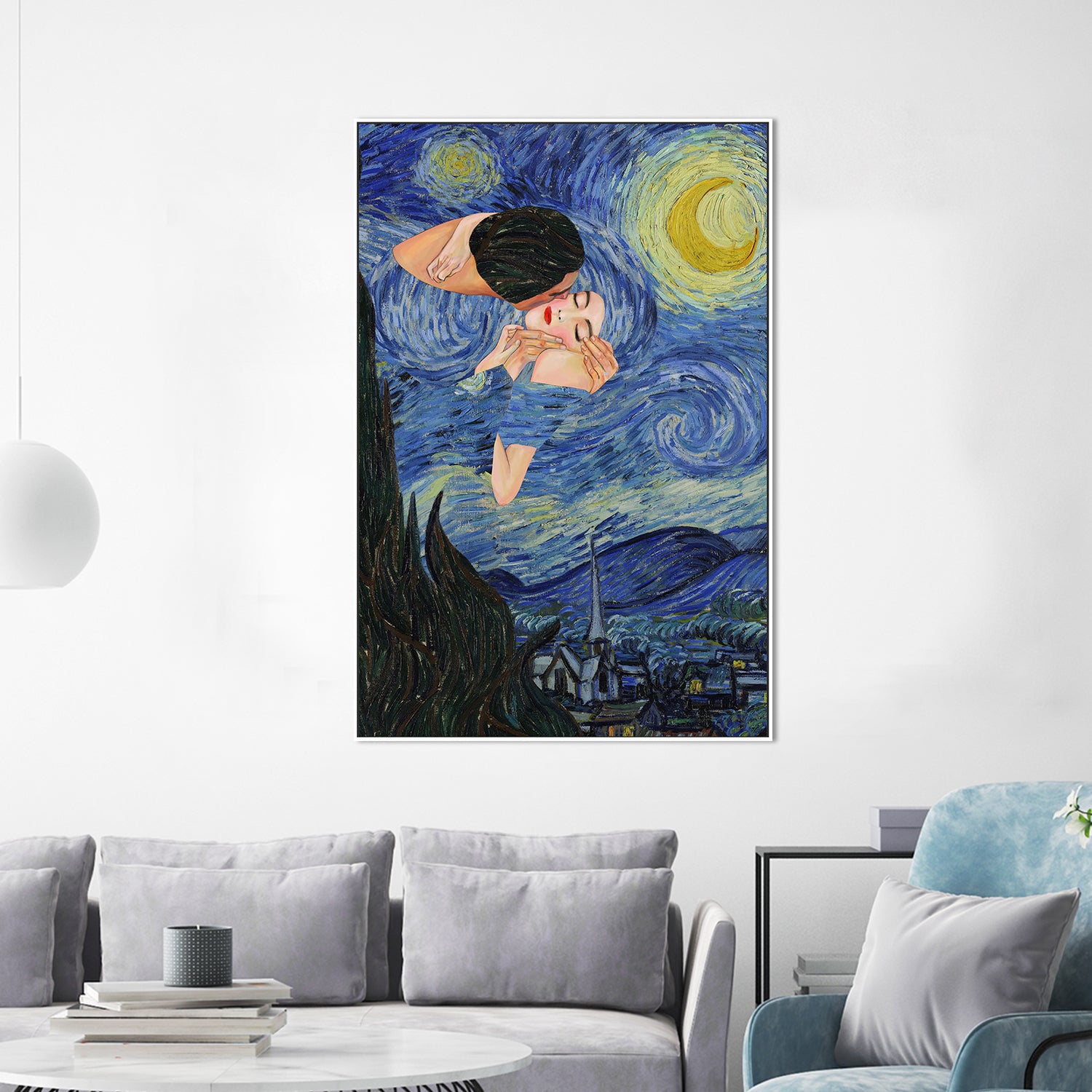 Starry Night Kiss-by-CATS AND DOTZ-wall-art-print-canvas-poster-framed-Gioia
