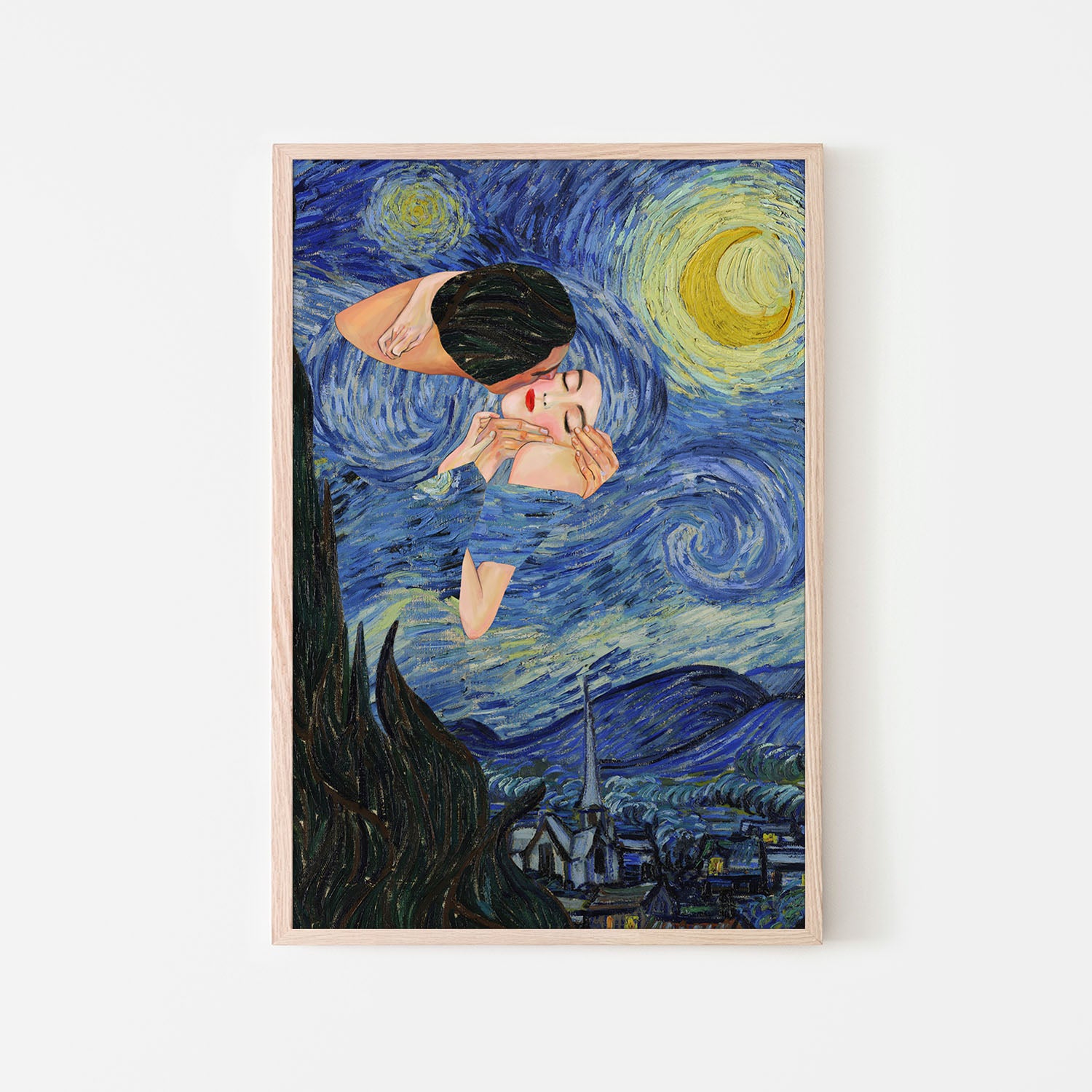 Starry Night Kiss-by-CATS AND DOTZ-wall-art-print-canvas-poster-framed-Gioia