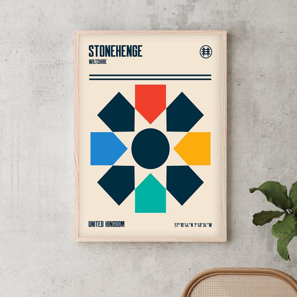 Stonehenge Modern Geometry-by-Retrodrome-wall-art-print-canvas-poster-framed-Gioia
