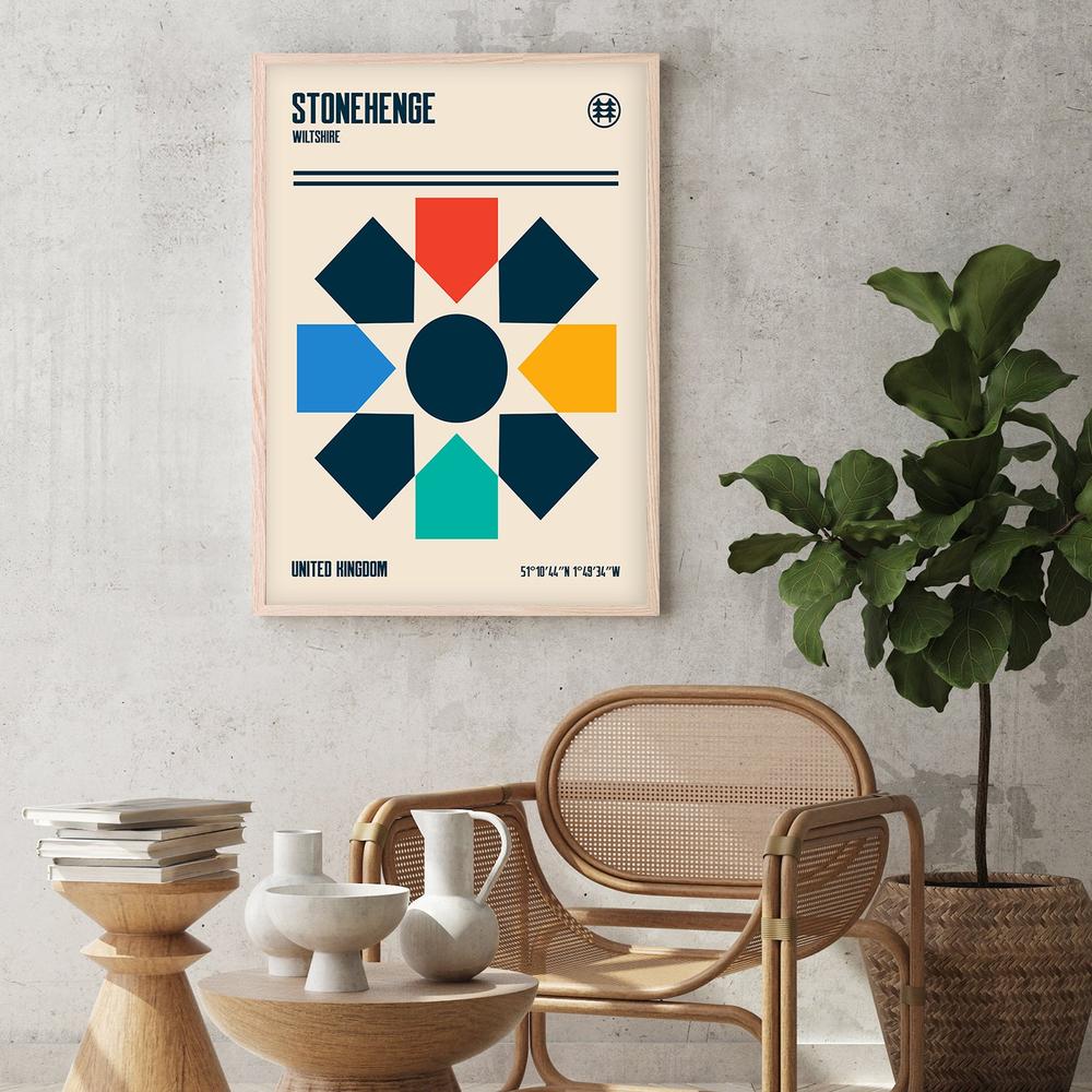 Stonehenge Modern Geometry-by-Retrodrome-wall-art-print-canvas-poster-framed-Gioia