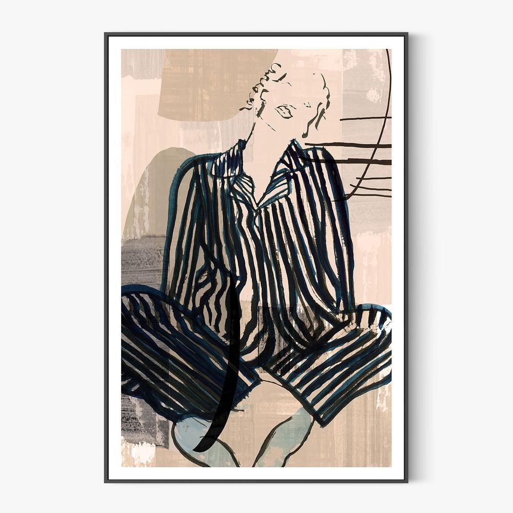 Striped Pajama Lounging Casa-by-cartissi-wall-art-print-canvas-poster-framed-Gioia