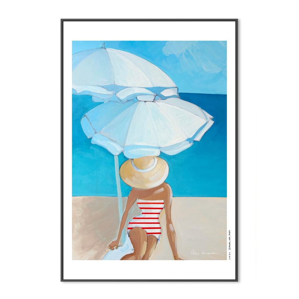 Striped Swimsuit Beach-by-Alex Nereuta-wall-art-print-canvas-poster-framed-Gioia